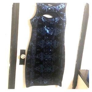Black and blue sequins dress